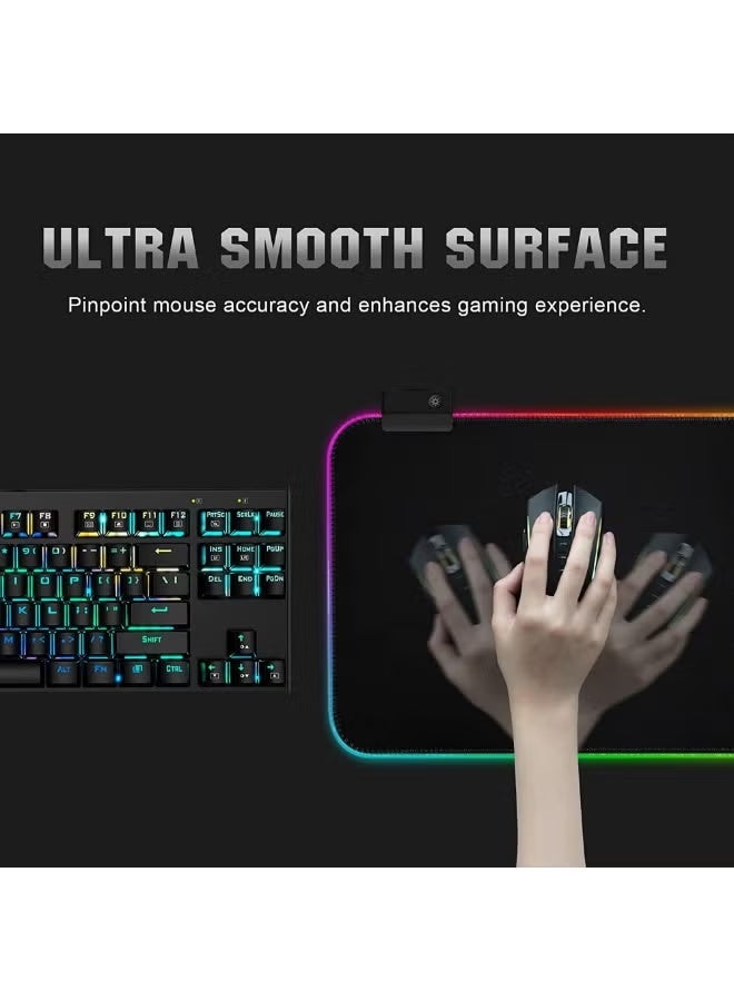 Klicktech RGB Large Mouse Pad 800x300x3 mm, Colorful LED Light Keyboard Mat Game Playing Mouse Pad, Extended Large Desk Pad for PC Laptop 800 x 300 mm - Image 5