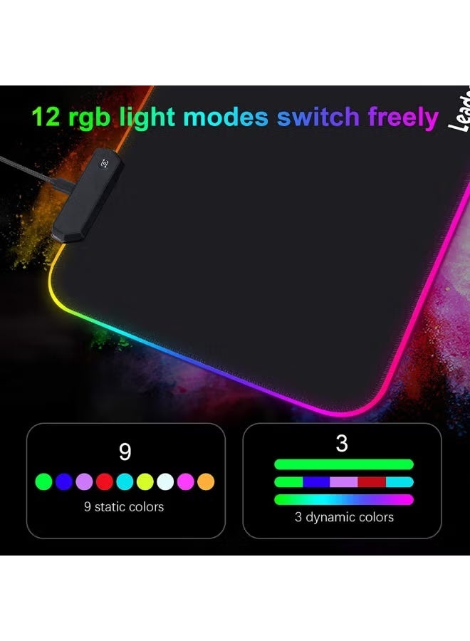 Klicktech RGB Large Mouse Pad 800x300x3 mm, Colorful LED Light Keyboard Mat Game Playing Mouse Pad, Extended Large Desk Pad for PC Laptop 800 x 300 mm - Image 4