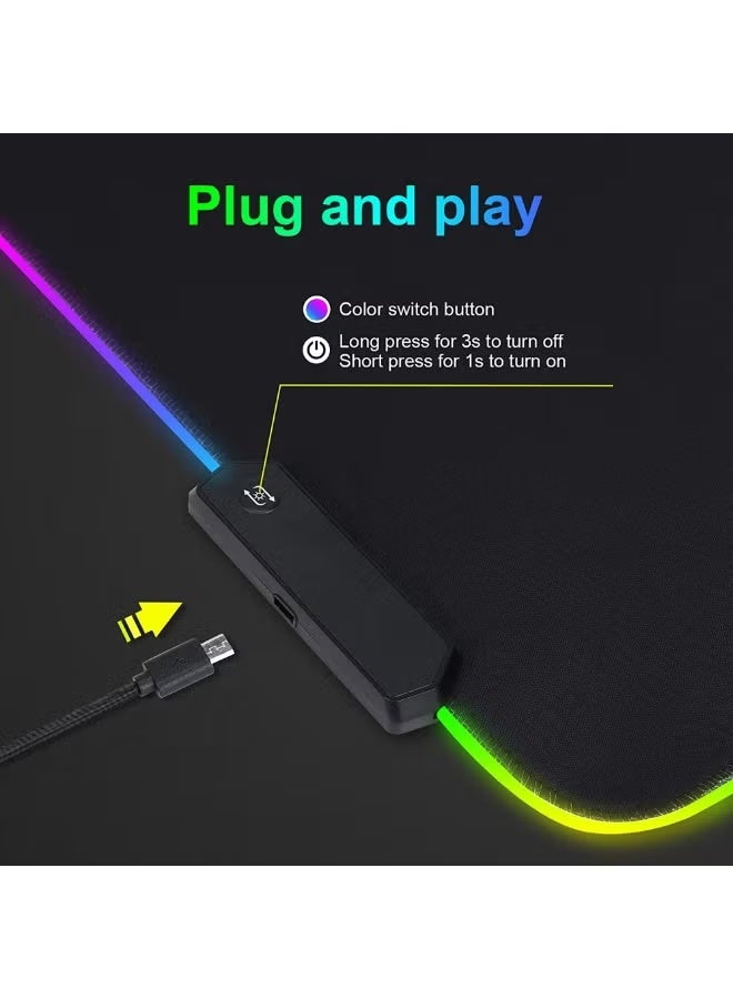 Klicktech RGB Large Mouse Pad 800x300x3 mm, Colorful LED Light Keyboard Mat Game Playing Mouse Pad, Extended Large Desk Pad for PC Laptop 800 x 300 mm - Image 2