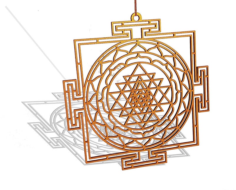 StepsToDo Sree Yantra. Wall Decoration. Room Hanging. Wooden Sacred Geometry Art. Sri Yantra Spiritual Gift. Hand Painted Handicraft. Color choices. (11.5 Inch, Metallic Bronze) - Image 5