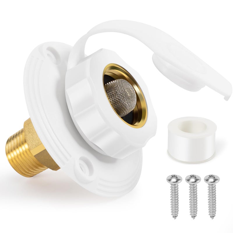 TONDA RV City Water Inlet with Check Valve Brass Thread RV Water Fill Inlet Replacement RV Water Hose Connector for Camper Trailer Motorhome - Image 3