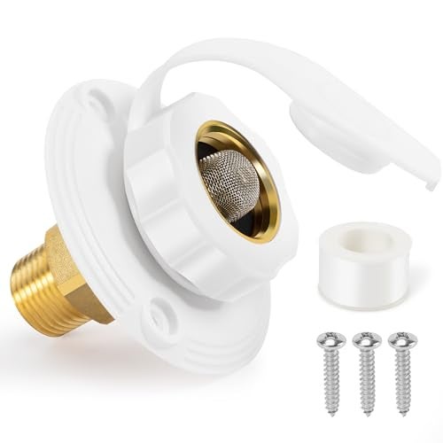 TONDA RV City Water Inlet with Check Valve Brass Thread RV Water Fill Inlet Replacement RV Water Hose Connector for Camper Trailer Motorhome - Image 1