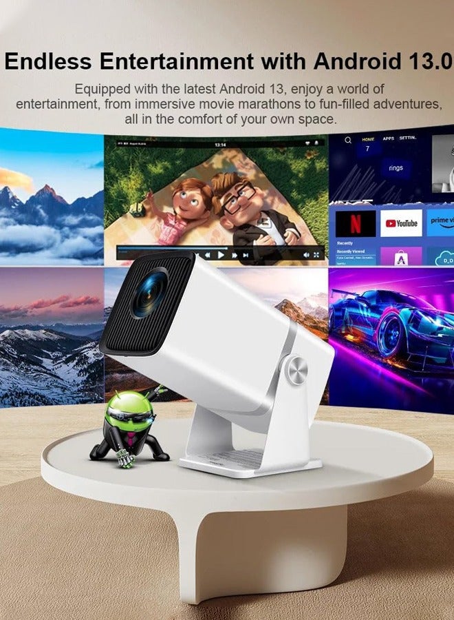 ThundeaL 4K Full HD Projector, Smart Projector Home Theatre 4K Support Native 1080p HD Resolution, 11000 Lumens, Android 13 WiFi6 3D Home Theater Projector,Rotatable Design, Speaker Apps WiFi  Meeting Video Movie,TD80,White  - Image 3