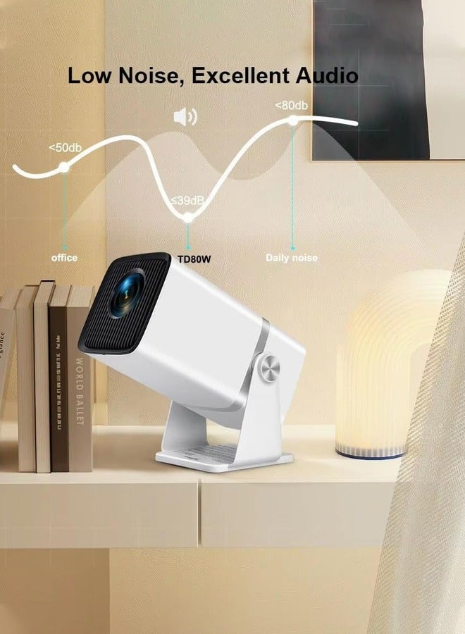 ThundeaL 4K Full HD Projector, Smart Projector Home Theatre 4K Support Native 1080p HD Resolution, 11000 Lumens, Android 13 WiFi6 3D Home Theater Projector,Rotatable Design, Speaker Apps WiFi  Meeting Video Movie,TD80,White  - Image 5