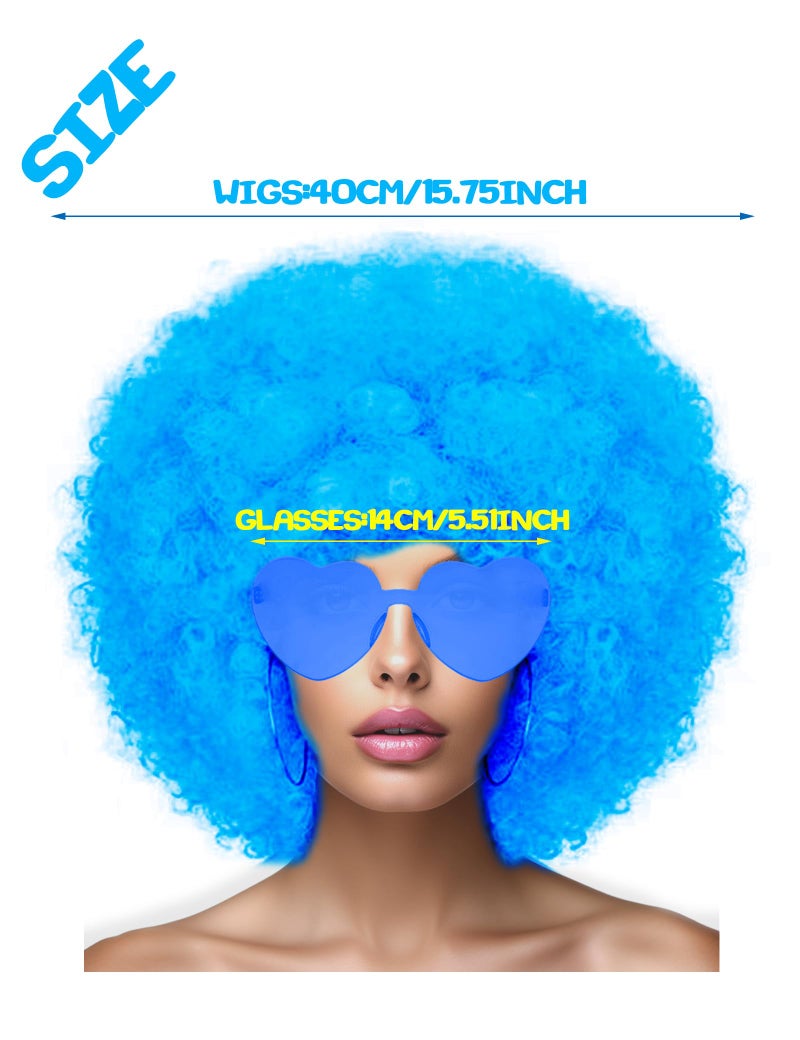 LIULIUBTY Short Bob Hair Wigs Straight with Flat Bangs Synthetic Colorful Cosplay Daily Party Neon Wig for Women + Free Wig Cap 12" Natural As Real (Afro, Blue) - Image 2
