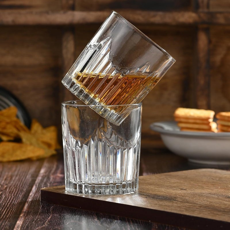 Glassware أكواب زجاجية ذات قاعدة ثقيلة مجموعة أكواب شفافه للماء والعصير والكوكتيلات والنبيذ والبيرة والويسكي تصميم أنيق 220 مل عبوة من 4 - Image 2