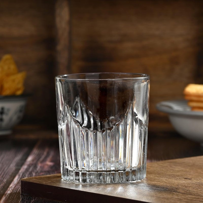 Glassware أكواب زجاجية ذات قاعدة ثقيلة مجموعة أكواب شفافه للماء والعصير والكوكتيلات والنبيذ والبيرة والويسكي تصميم أنيق 220 مل عبوة من 4 - Image 1