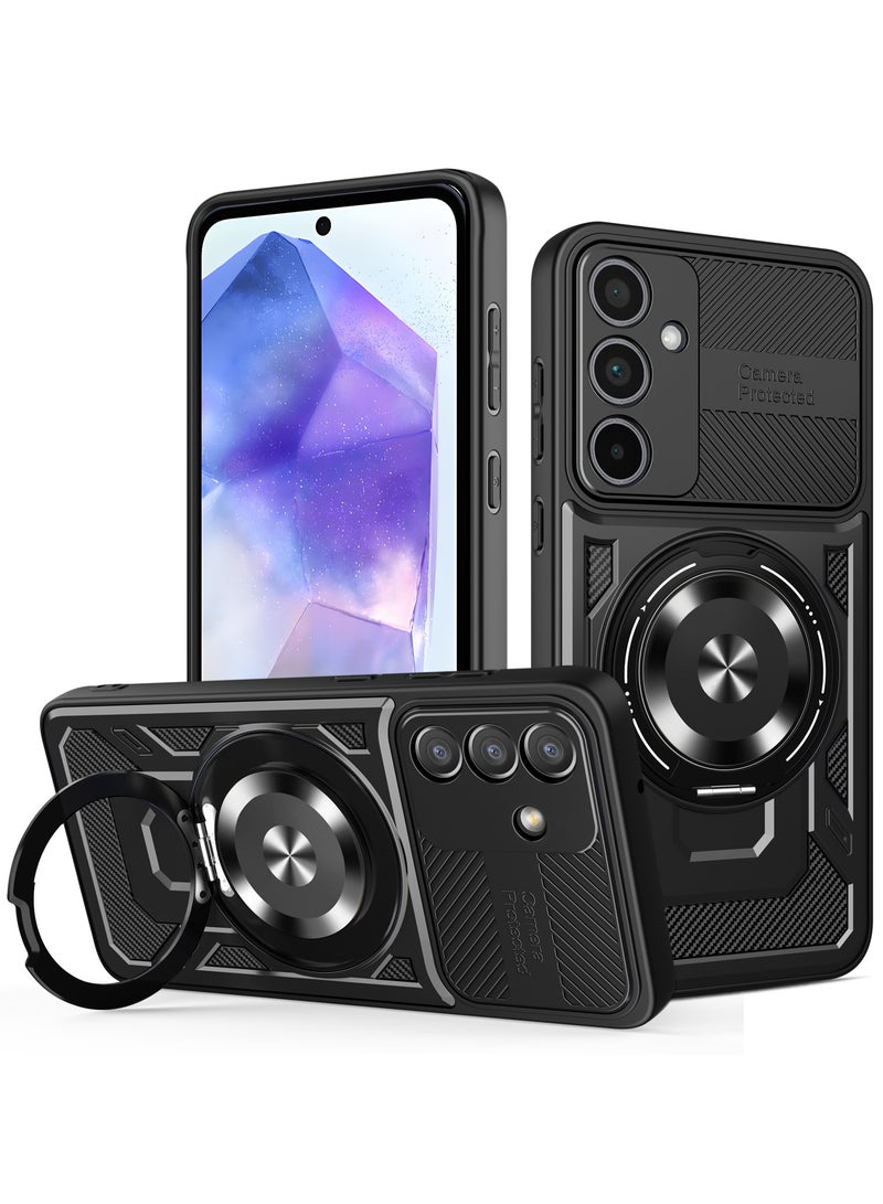 Case Cover Shock Resistant Protect Camera TPU + PC Compatible with Samsung Galaxy A55 (Black) - Image 1