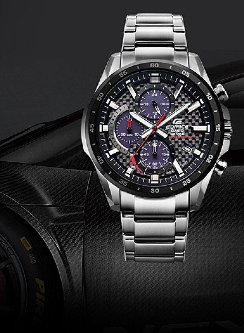 Casio Edifice EQS-900DB-1AVUDF Solar Powered Chronograph Black Dial Stainless Steel Strap - Image 2