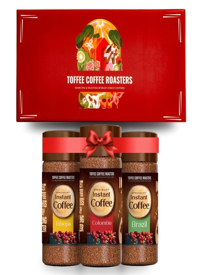 Toffee Coffee Roasters | World of Instant Coffee Gift Set | Assorted Speciality Instant Coffee (Brazil | Colombia | Ethiopia) 50 gm each | Rakhi Gift Set for Brother, Corporate Bulk Gifting. - Image 1