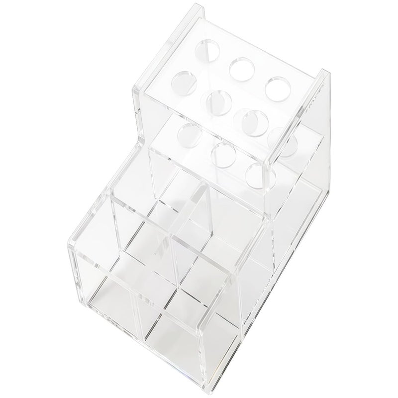 Dental Acrylic Organizer Tool, Storage Box Transparent For Syringes, Braces, Spray Bottle, Cleaning Sticks And Equipment, 12 Test Tube Holes Featured, Design Compact For Clinics - Image 1