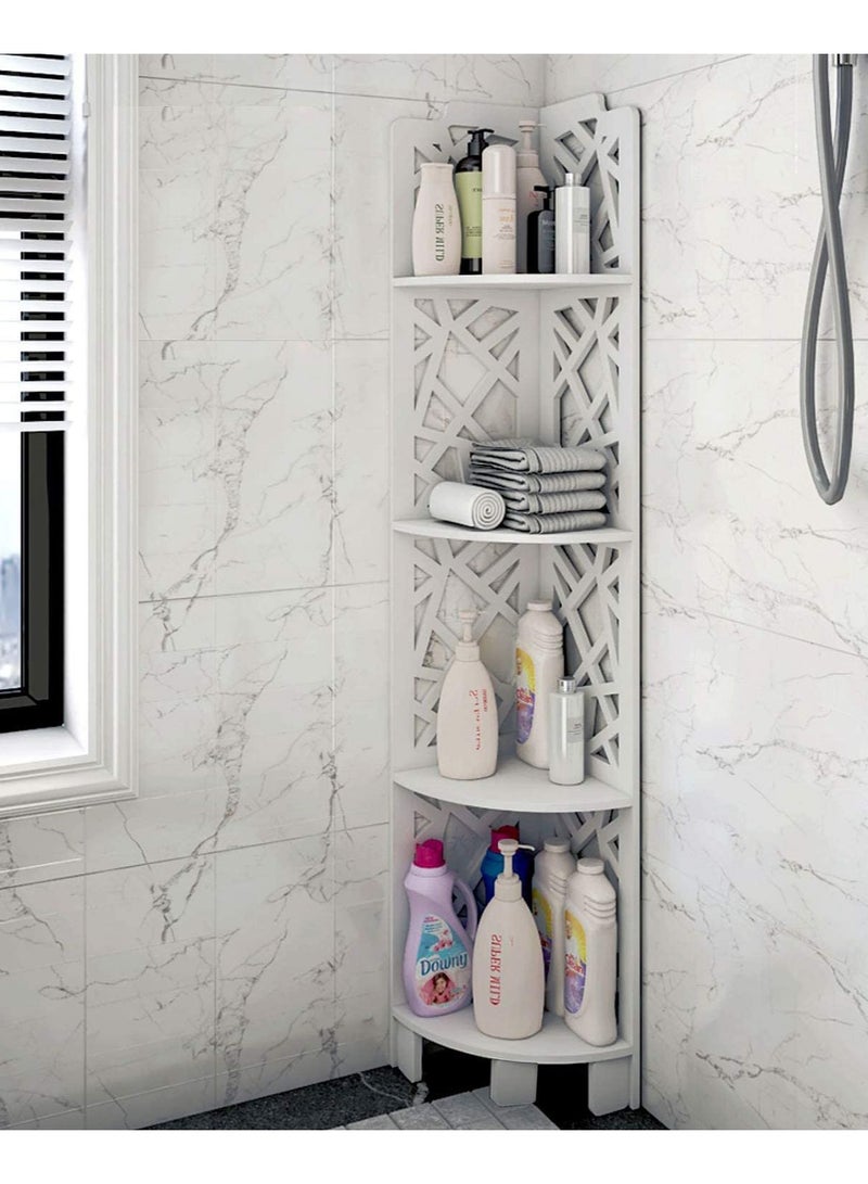 LINGWEI Corner Shelf Bathroom Corner Rack Shelves Stand Bathroom Organizer Waterproof Towel Holder Sink Organizer Multipurpose Shelving Corner Floor Cabinet White  - Image 2