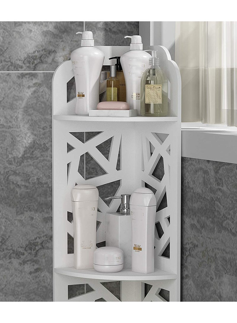 LINGWEI Corner Shelf Bathroom Corner Rack Shelves Stand Bathroom Organizer Waterproof Towel Holder Sink Organizer Multipurpose Shelving Corner Floor Cabinet White  - Image 5