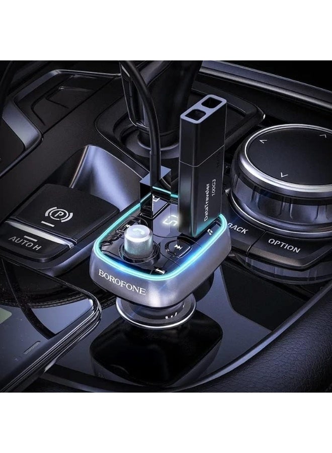 بوروفون جهاز BC32 بلوتوث FM وشاحن سيارة مزدوج – أسود - Image 3