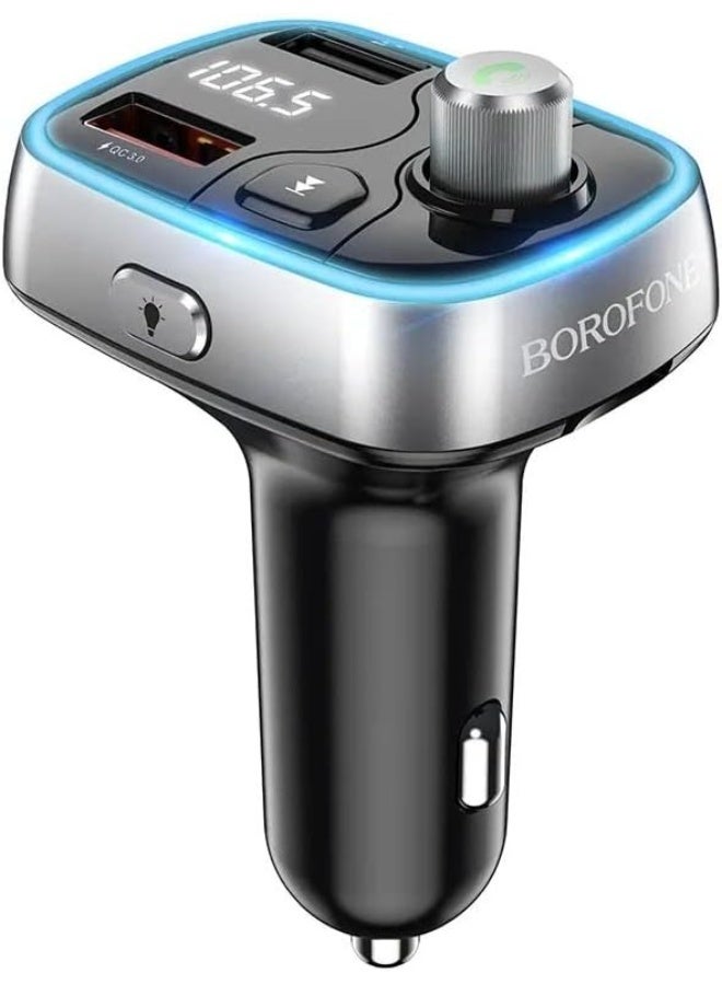 بوروفون جهاز BC32 بلوتوث FM وشاحن سيارة مزدوج – أسود - Image 1