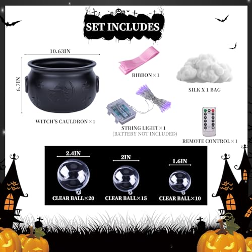 AYGXU Halloween Decorations Indoor,Black Witches Cauldron,Halloween Party Decorations,Plastic Cauldron Pot,Bubble Witch Cauldron DIY Set for Kitchen Table Decor - Image 2