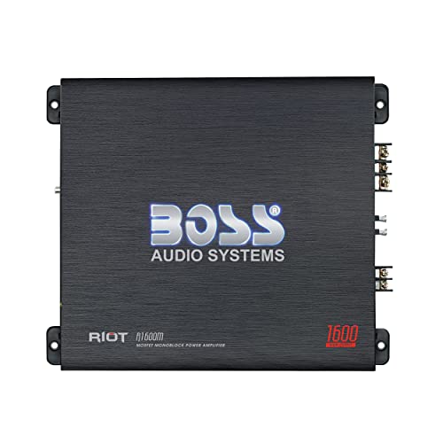 BOSS Audio Systems R1600M Monoblock Car Amplifier – 1600 W High Output, Low/High Level Inputs, Low Pass Crossover, Hook Up to Subwoofer for Bass - Image 1