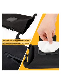 KASTWAVE Baby Wipe Dispenser, Portable Wipes Container for Travel, Waterproof Canvas Wipes Dispenser, Wet Wipes Pouches Dispenser, with Press Lid and Zip Refillable Hanging Wipe Holder, Keeps Wipe Fresh, Black  - Image 4