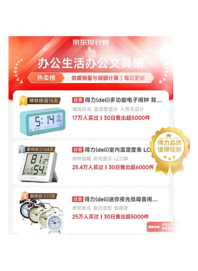 Deli Mini Luminous Alarm Clock, Family Bedroom Lazy Alarm Clock, Student Bedside Clock, Back-To And Graduation Season Gift, Random Color 9024 - Image 1