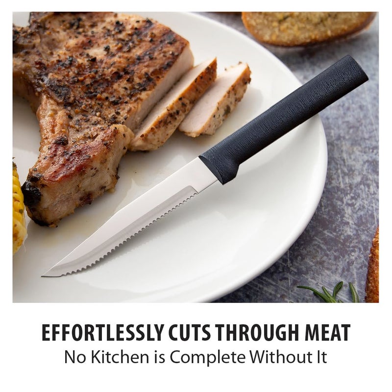 Rada Rada Cutlery Serrated Steak Knife, Black Handle, Pack of 6  - Image 3