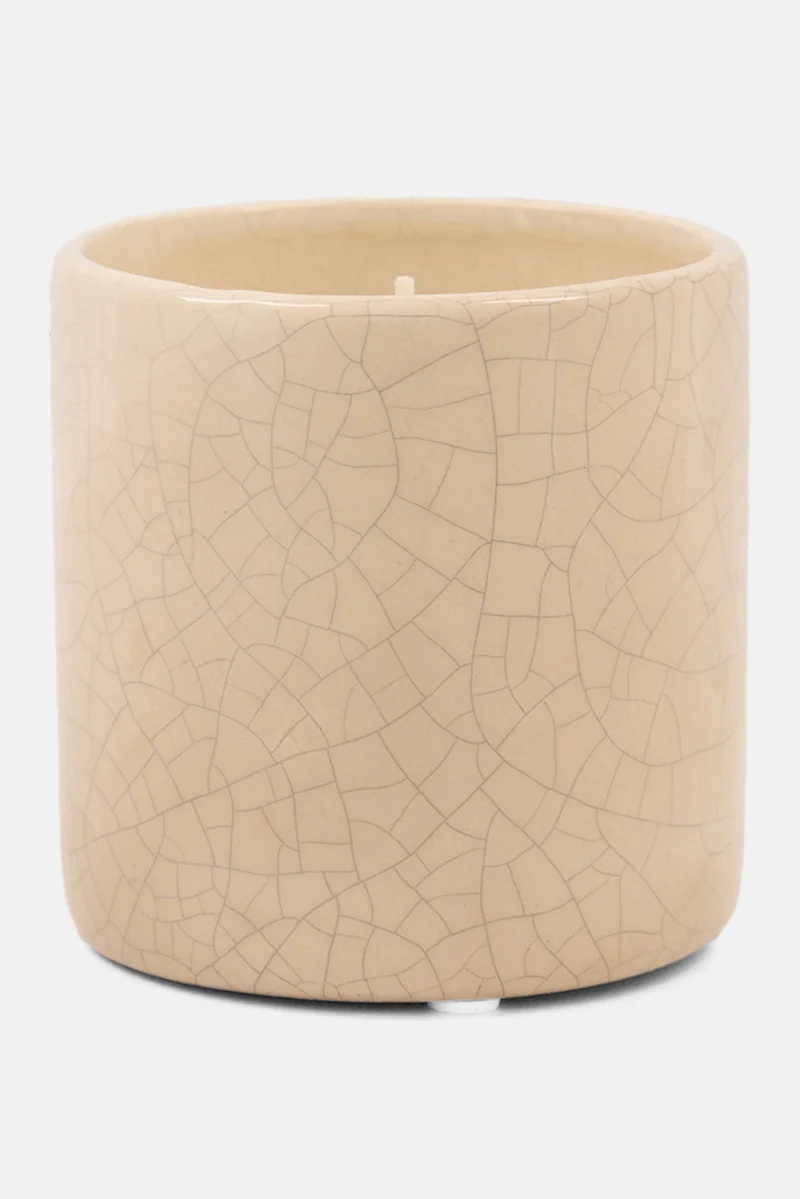 Muy Mucho Crackled Ceramic Candle 8 x 8 cm, White