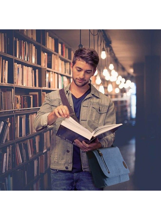 Mactso Vintage Canvas Satchel Messenger Bag for Men Women,Travel Shoulder bag 13.5" Laptop Bags Bookbag (Blue), Blue, 13.5 inch - Image 2