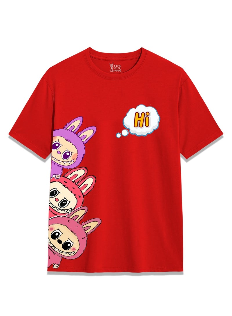 Yoo Street Yoo Street Labubu Cartoon Character Printed T Shirt Casual Wear for Men and Boys Soft Cotton Fabric  - Image 1