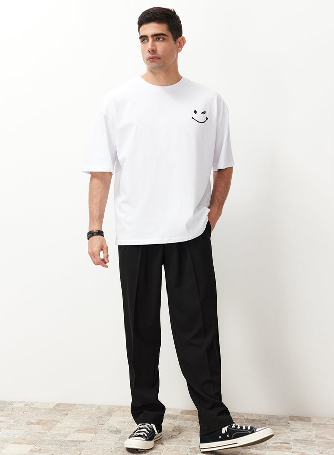 trendyol Black Pleated Classic Baggy Fit Fabric Trousers - Image 4