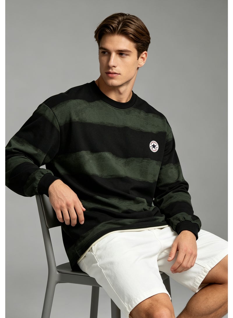 CONVERSE Men's and women's tie-dyed striped long-sleeved pullover tops - Image 5