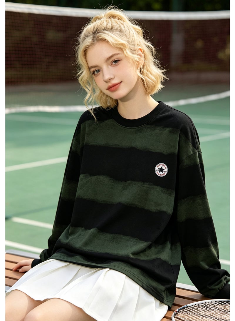 CONVERSE Men's and women's tie-dyed striped long-sleeved pullover tops - Image 2