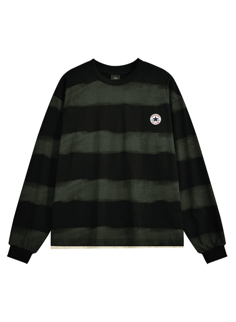 CONVERSE Men's and women's tie-dyed striped long-sleeved pullover tops - Image 3