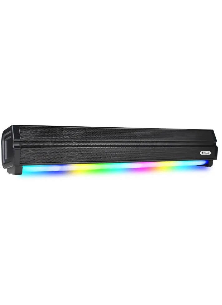 Kisonli - LED-802 Bluetooth Soundbar Speaker - Wireless Stereo Sound 10W ( 5W*2 ) - RGB Lighting  - Input BT V5.3 , TF card , USB Playback - 1200mAh Battery (3 : 5 hours ) Chargeable DC-5V - Image 1
