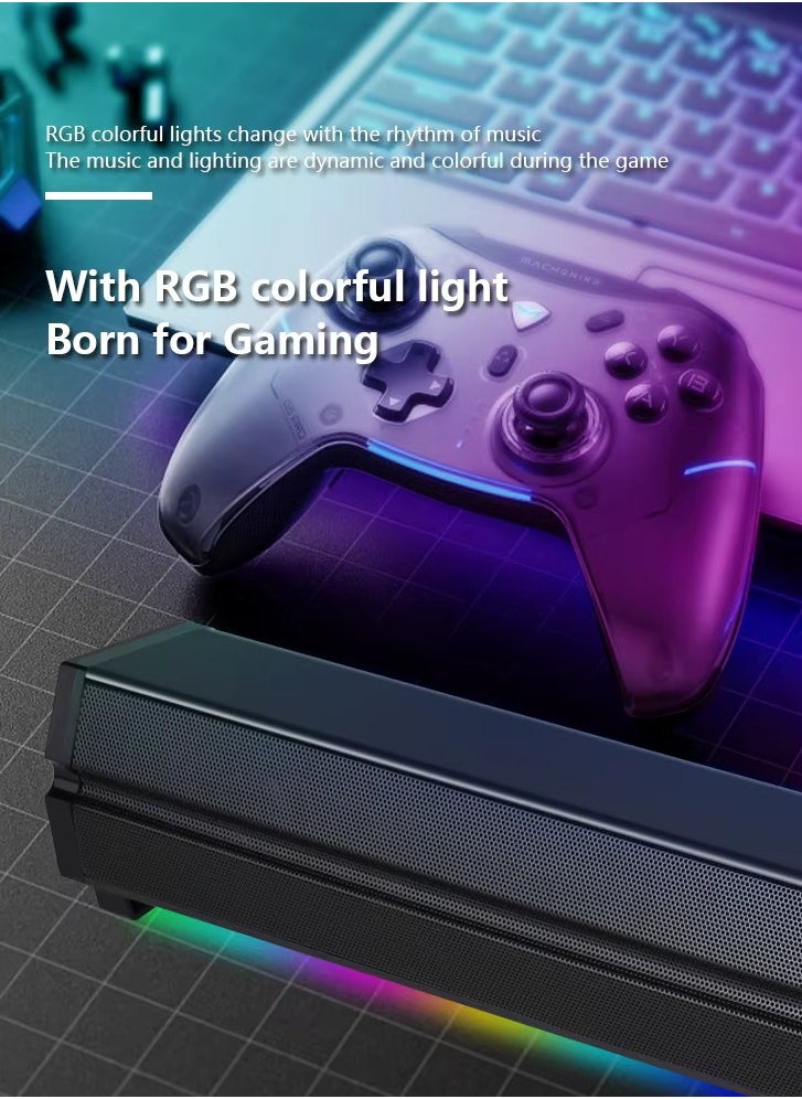 Kisonli - LED-802 Bluetooth Soundbar Speaker - Wireless Stereo Sound 10W ( 5W*2 ) - RGB Lighting  - Input BT V5.3 , TF card , USB Playback - 1200mAh Battery (3 : 5 hours ) Chargeable DC-5V - Image 1