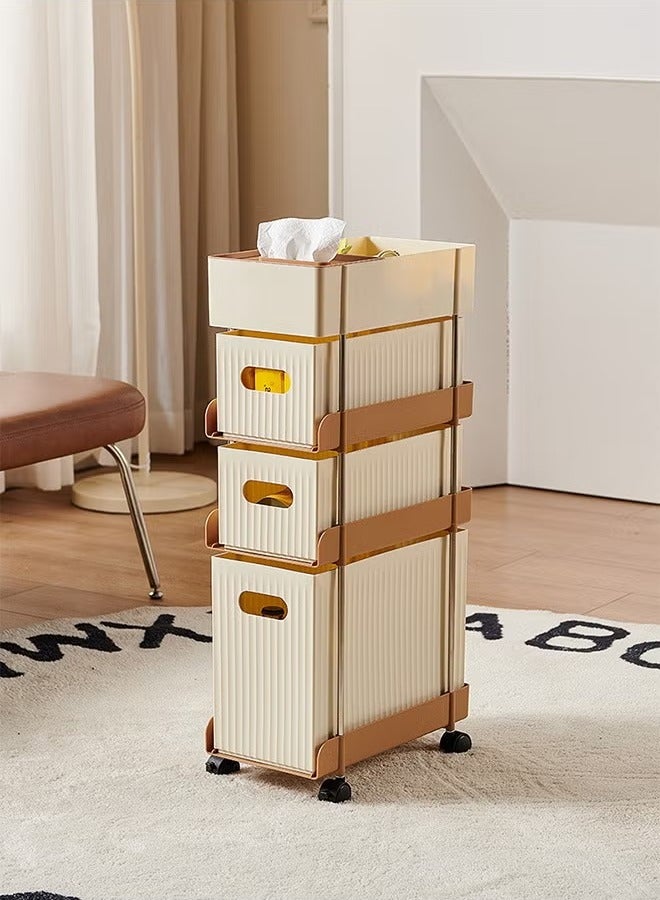 XiuWoo 4-Tier Mobile Drawer Organizer Cart with Wheels Rolling Storage Cart Storage Cabinet Lockable Wheels Rolling Utility Cart Makeup Cart Snack Rack For Office Bedroom Living Room  - Image 1