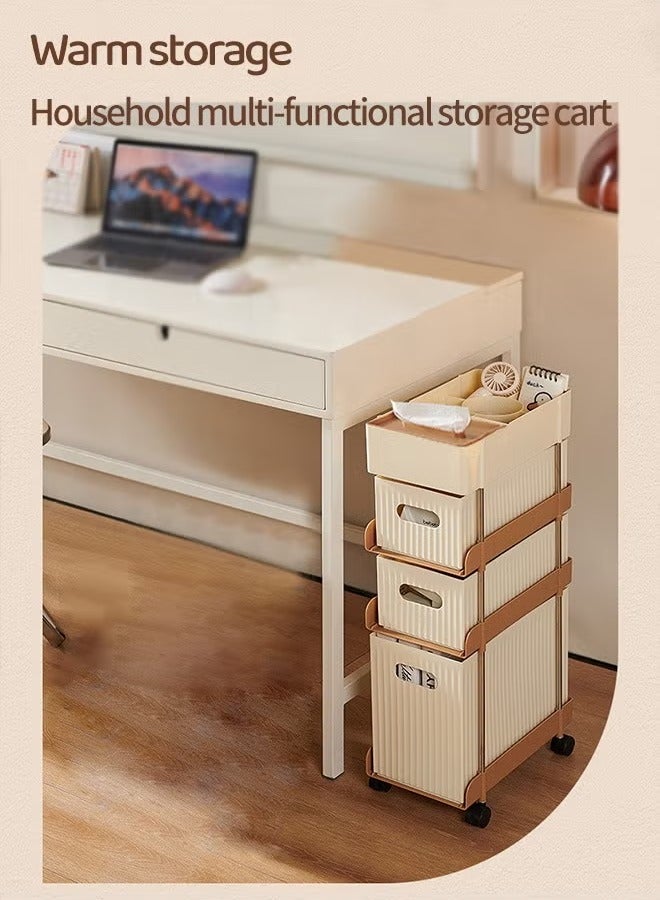 XiuWoo 4-Tier Mobile Drawer Organizer Cart with Wheels Rolling Storage Cart Storage Cabinet Lockable Wheels Rolling Utility Cart Makeup Cart Snack Rack For Office Bedroom Living Room  - Image 2
