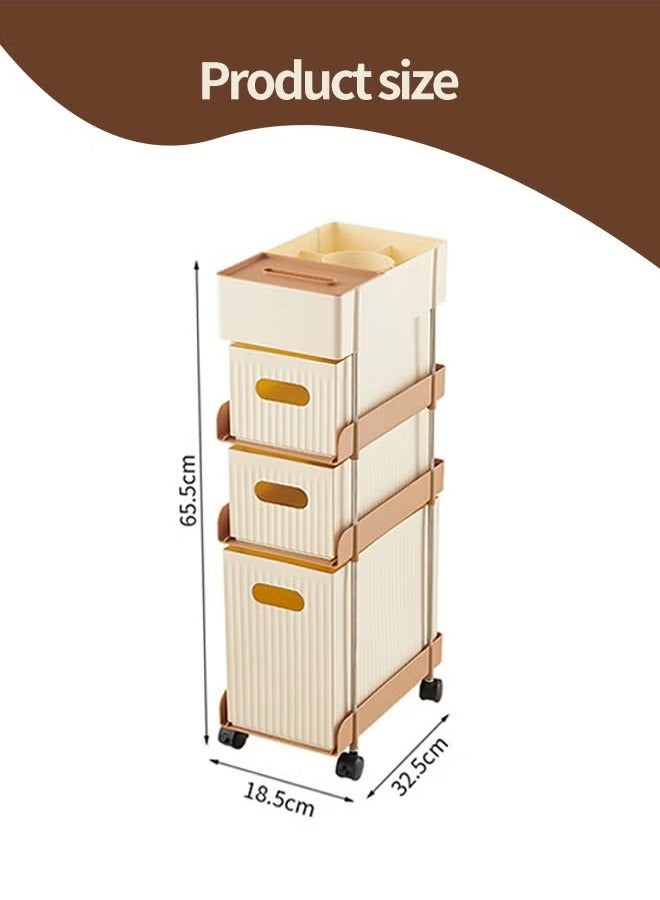 XiuWoo 4-Tier Mobile Drawer Organizer Cart with Wheels Rolling Storage Cart Storage Cabinet Lockable Wheels Rolling Utility Cart Makeup Cart Snack Rack For Office Bedroom Living Room  - Image 4