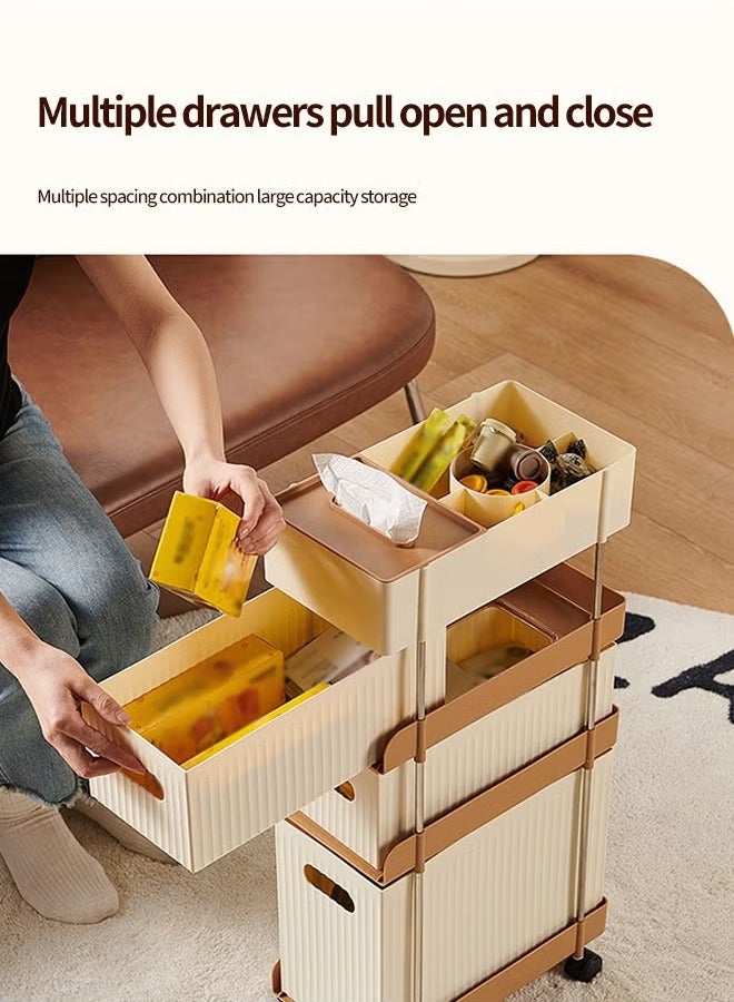 XiuWoo 4-Tier Mobile Drawer Organizer Cart with Wheels Rolling Storage Cart Storage Cabinet Lockable Wheels Rolling Utility Cart Makeup Cart Snack Rack For Office Bedroom Living Room  - Image 5