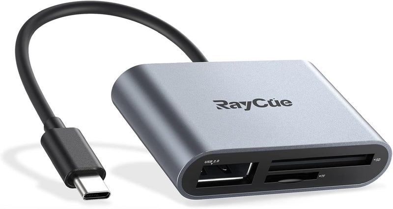 Raycue USB C SD Card Reader Adapter, Type C Micro SD TF Card Reader Adapter, 3 in-1 USB C to USB Camera Memory Card Reader Adapter for iPhone 15,New Pad Pro MacBook Pro/Air, and More UBC C Devices - Image 1