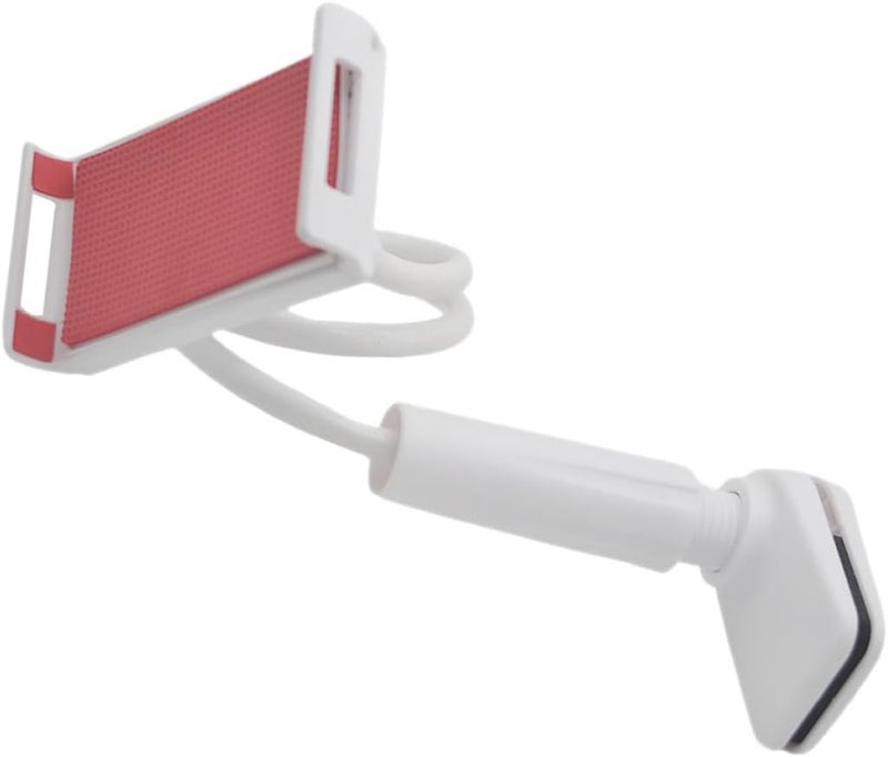 Gooseneck Tablet Holder and Desktop Phone Stand with Stretchable White Clamp for Smartphones and Tablets, Flexible Mobile Device Bracket for Home and Office Use - Image 1
