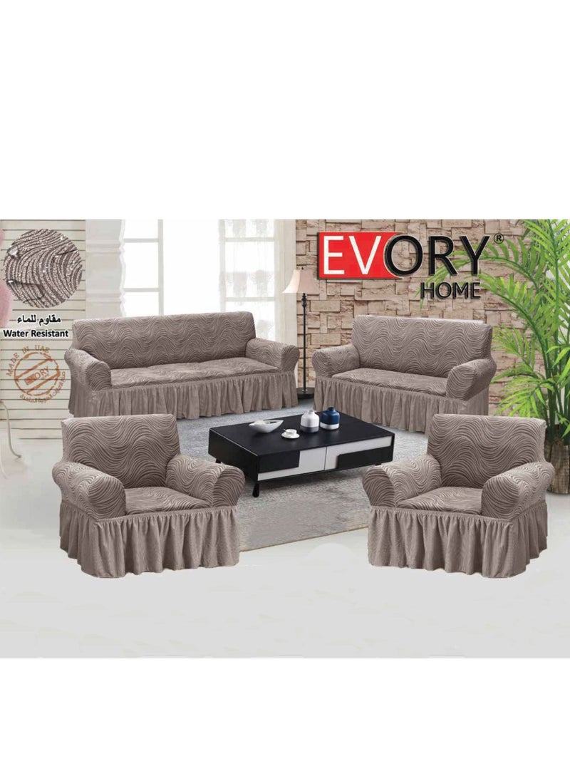 EVORY HOME Sofa Cover Waterproof 4-Pieces Set of 7-Seater (3+2+1+1) Water Resistant Furniture Protector  - Image 1