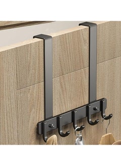 TYCOM Over The Door Hook Heavy Duty Over Door Hanger Holder for Coat Robe Hat Clothe Towels Hanging Bathroom Organizer Towel Rack 5 Hooks Aluminum Black.  - Image 1