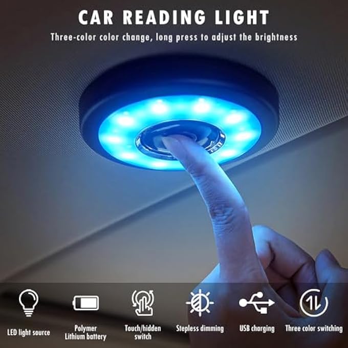 Khazna Car Dome Light Super Bright Usb Rechargeable Led Lamp For Interior Ceiling Trunk Cargo Area Universal MultiFunction Vehicle Light For Rv Truck Car Camping Bedroom Cabinet - Image 2