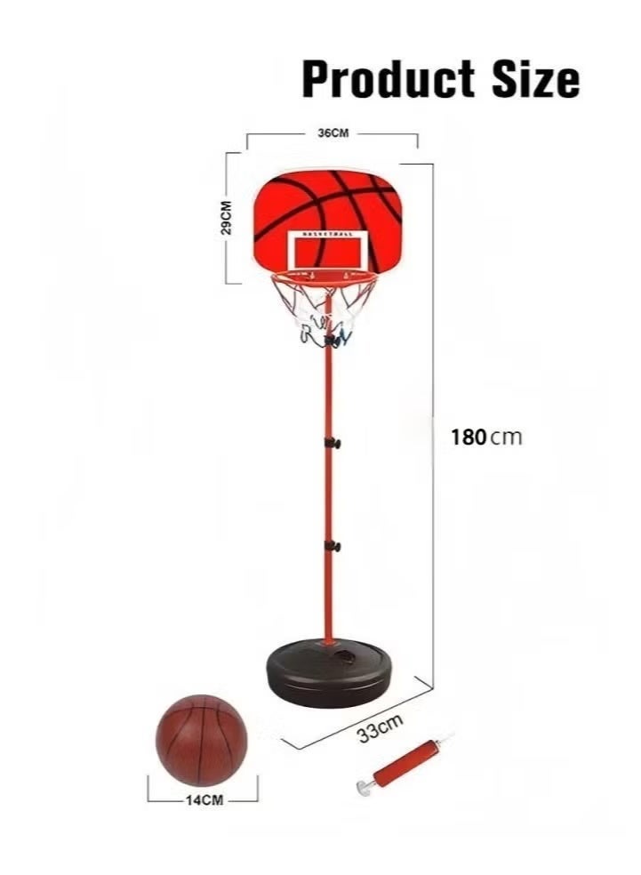 180cm Basketball Stand Hoop Set, Kids Basket Holder Include Ball and Inflator, Adjustable Basketball Stand, Basket Holder Hoop Goal, Outdoor Fun Sports Activity Game,Portable Adjustable Height Children Basketball Hoop with Ball & Pump, Indoor Outdoor Sport Activity Game Gift Toddler. - Image 2