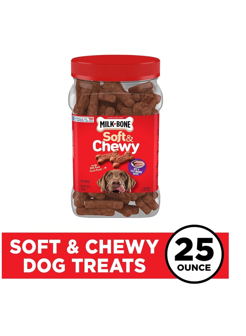 MILK-BONE Milk-Bone Soft & Chewy Dog Treats, Beef & Filet Mignon Recipe, 25 Ounce Made with Real Chuck Roast  - Image 2