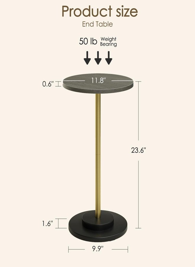 Masupu Drink Table, Round Side Table for Small Spaces, Pedestal Side Table, Small End Table with Metal Base, for Living Room, Bedroom, Bathroom, Grey - Image 4