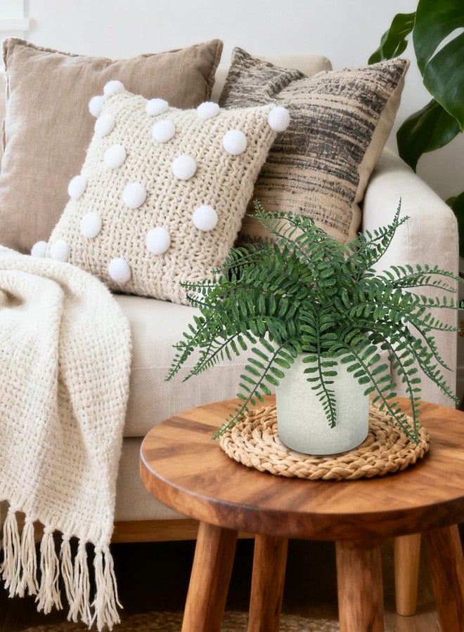 Coferset Small Fake Plant 12.5" Fern Potted Artificial Plants for Shelf Home Bathroom Office Decor(Gray Pot) - Image 2