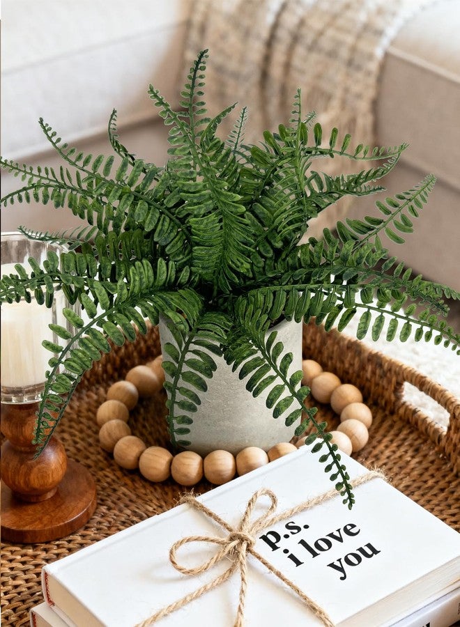 Coferset Small Fake Plant 12.5" Fern Potted Artificial Plants for Shelf Home Bathroom Office Decor(Gray Pot) - Image 3
