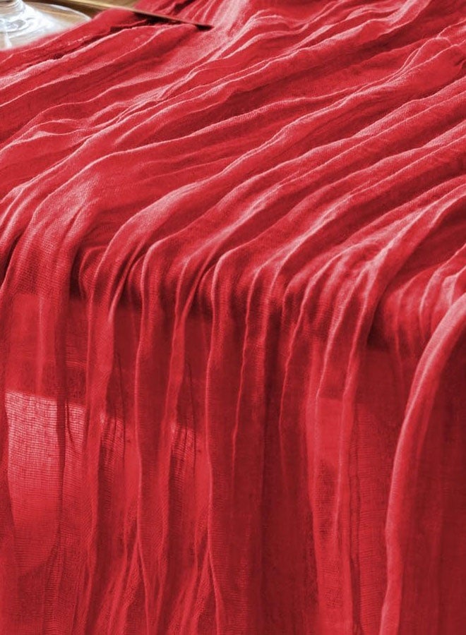 Table Runner Cheesecloth 10FT Red Boho Gauze Cheese Cloth Rustic Sheer Table Runners for Wedding Birthday Bridal Baby Shower Party Decoration - Image 1