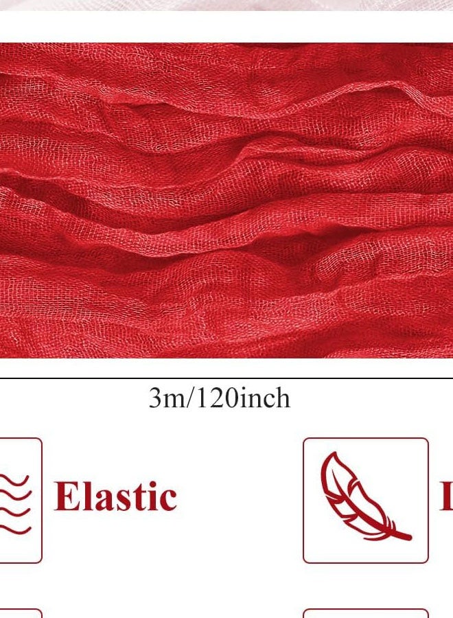 Table Runner Cheesecloth 10FT Red Boho Gauze Cheese Cloth Rustic Sheer Table Runners for Wedding Birthday Bridal Baby Shower Party Decoration - Image 2
