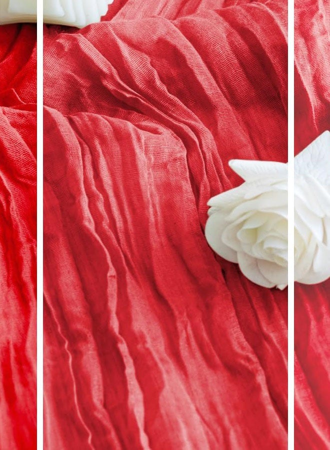 Table Runner Cheesecloth 10FT Red Boho Gauze Cheese Cloth Rustic Sheer Table Runners for Wedding Birthday Bridal Baby Shower Party Decoration - Image 5